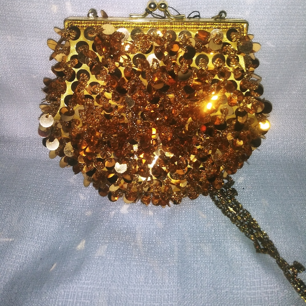 NWT Gold sequin clutch